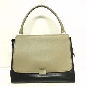 Celine Trapeze Large Leather Suede Handbag Gray